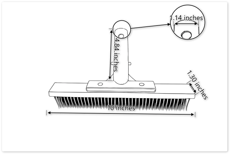 WB004 10’’ Stainless Steel Algae Brush with Polished Aluminum Back