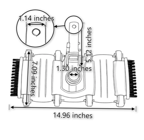 VHB004 Flexible Vacuum Head with Swivel  and Side Brush